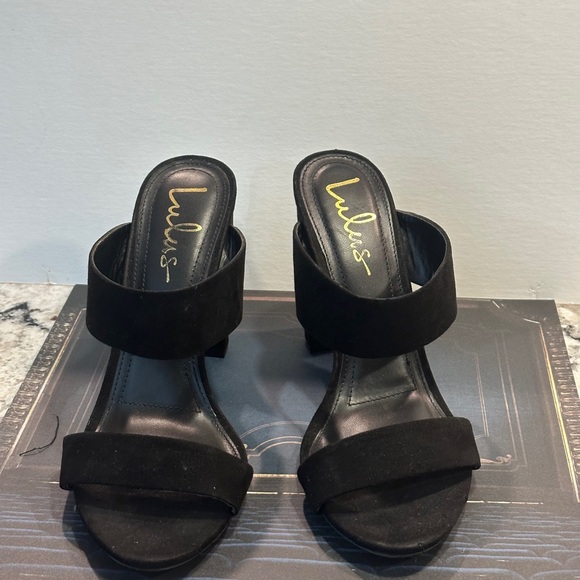 Lulus Slip on Strappy Suede Heels - Picture 4 of 5